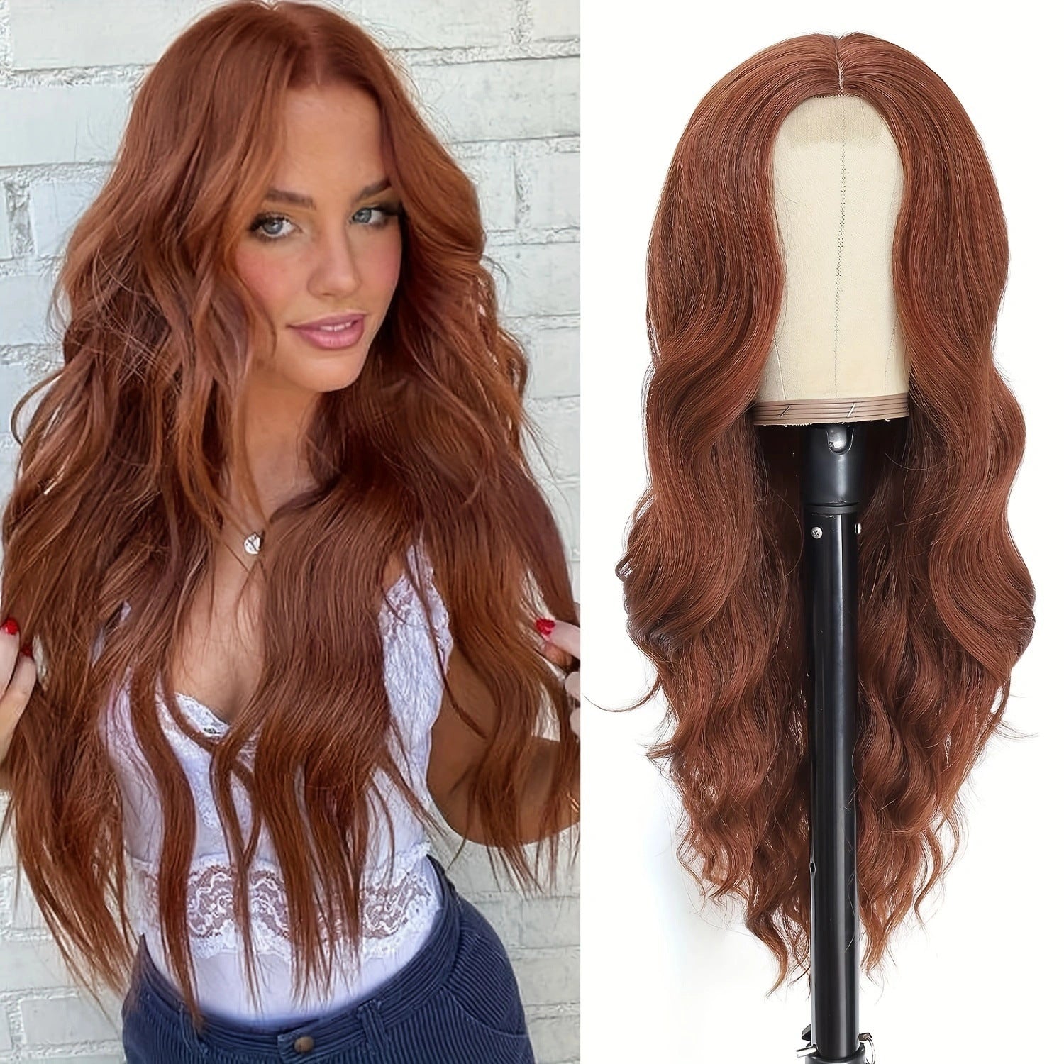 European and American wigs, women's front lace wigs, medium points, small lace highlights, long curly hair, chemical fiber headgear.
