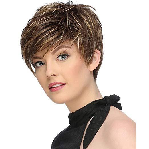 Foreign trade wig female European and American fashion short hair handsome texture short straight hair chemical fiber mechanism headgear female AliExpress new product