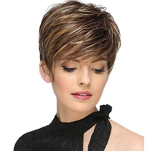 Foreign trade wig female European and American fashion short hair handsome texture short straight hair chemical fiber mechanism headgear female AliExpress new product