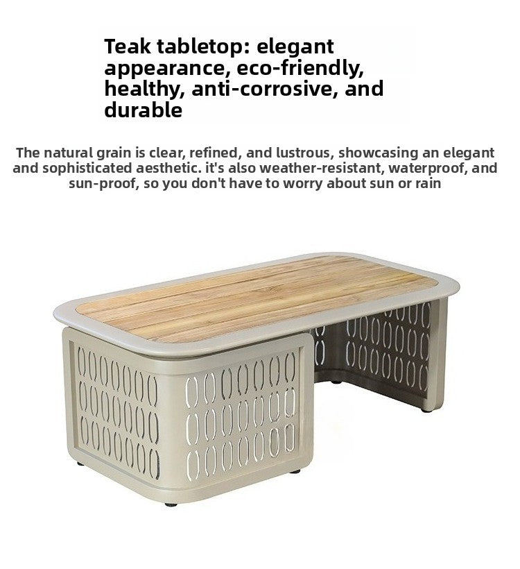 Outdoor Sofa Plastic Wood Table Aluminum Alloy Frame Garden Pool Villa Waterproof Anti-Rust Courtyard Hotel Sofa Bed