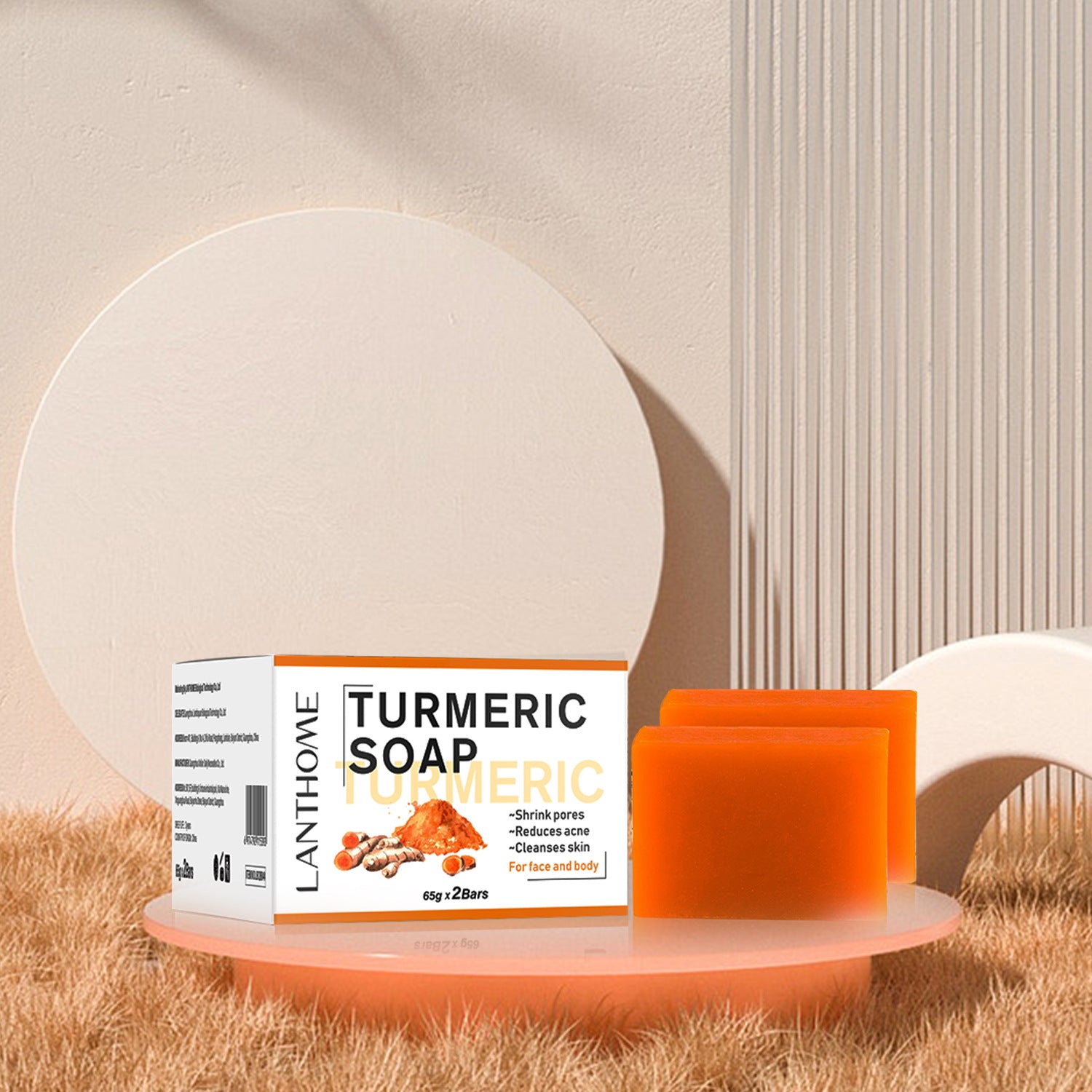 Cross-Border Turmeric Soap 65g2-piece Set Cleansing Facial Brightening Essential Oil Soap Turmeric soap