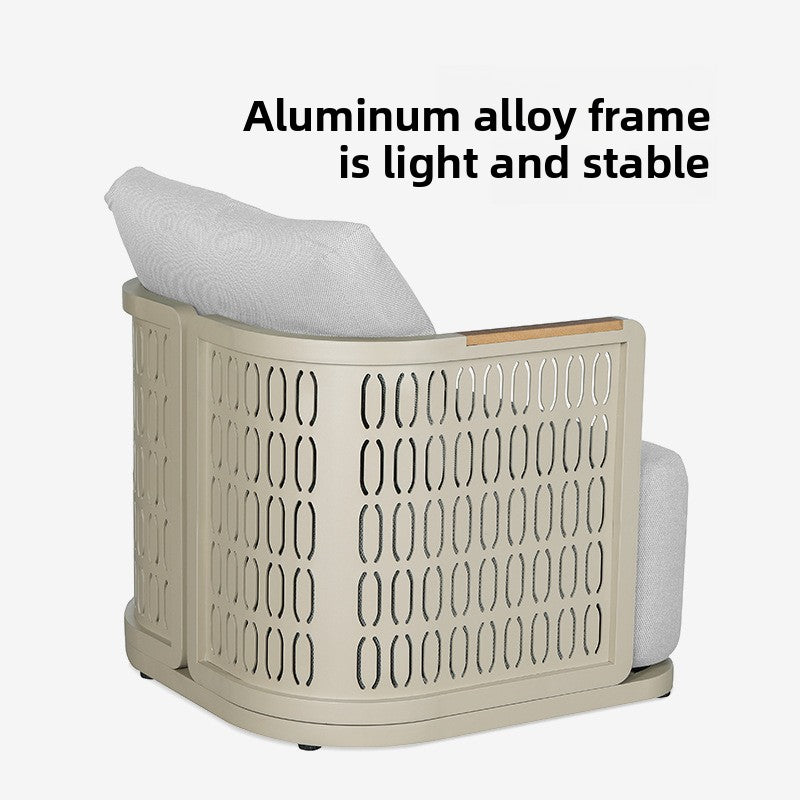 Outdoor Sofa Plastic Wood Table Aluminum Alloy Frame Garden Pool Villa Waterproof Anti-Rust Courtyard Hotel Sofa Bed