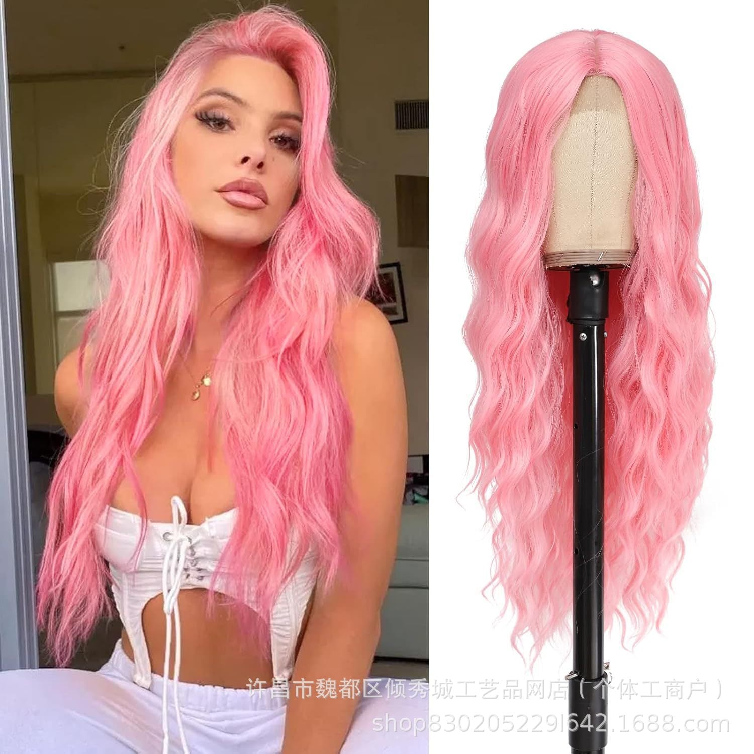 European and American wigs, women's front lace wigs, medium points, small lace highlights, long curly hair, chemical fiber headgear.