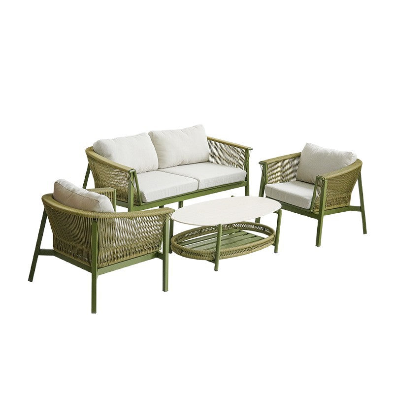 Outdoor sofa aluminum alloy pull rope garden pool villa waterproof anti-rust courtyard hotel bed sofa chair