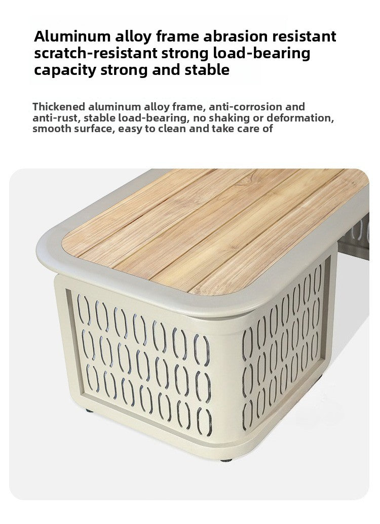 Outdoor Sofa Plastic Wood Table Aluminum Alloy Frame Garden Pool Villa Waterproof Anti-Rust Courtyard Hotel Sofa Bed