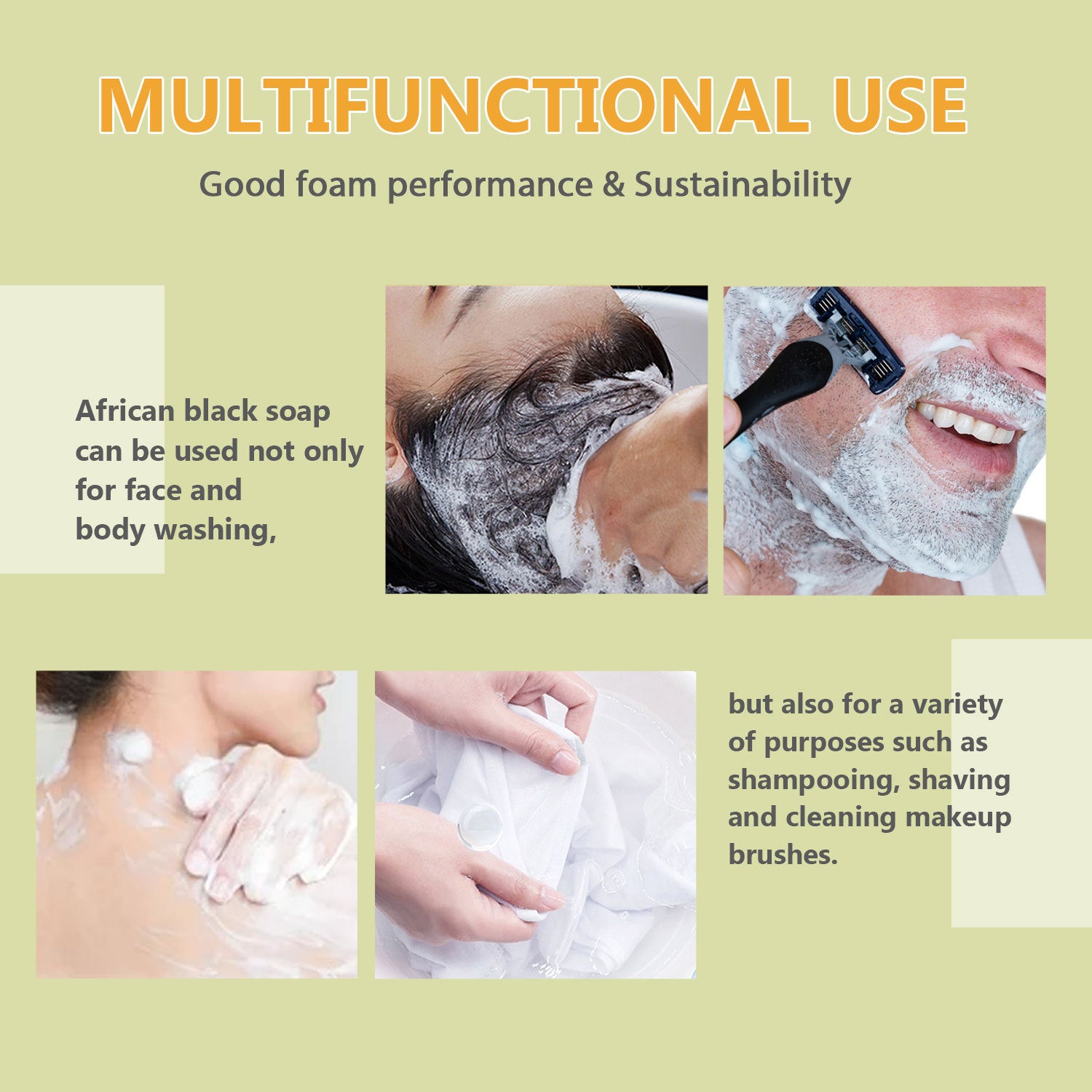 Cross-border African Black Soap Cleansing Body Facial Moisturizing Skin Essential Oil Soap AFRICAN BLACK SOAP