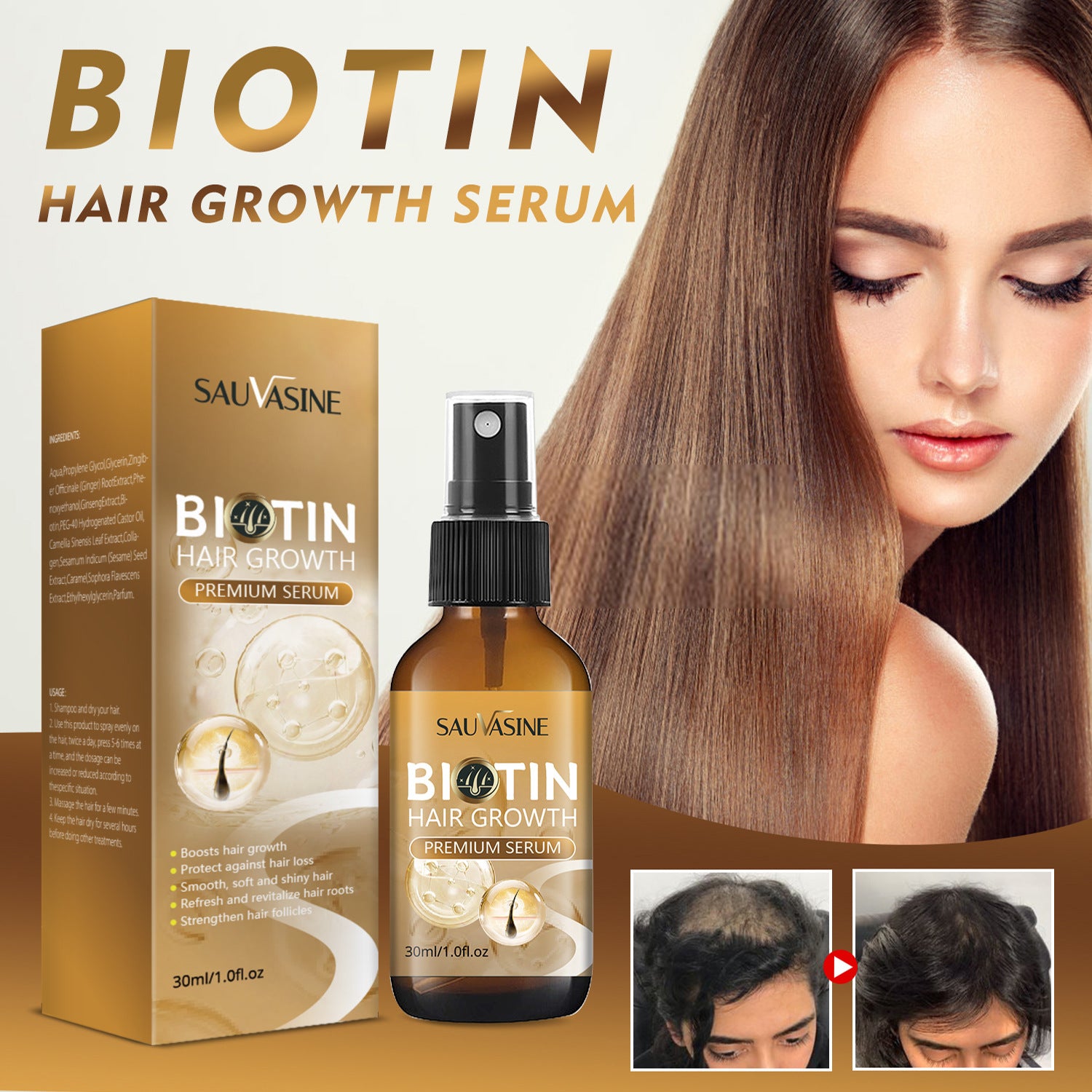 Biotin hair care spray herbal nutritional serum BIOTIN hair growth serum