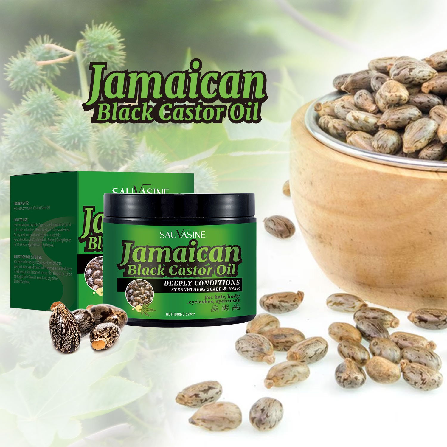 Cross-border SAUVASINE Jamaica Black Castor Oil, Solid Oil 100g CASTOR OIL