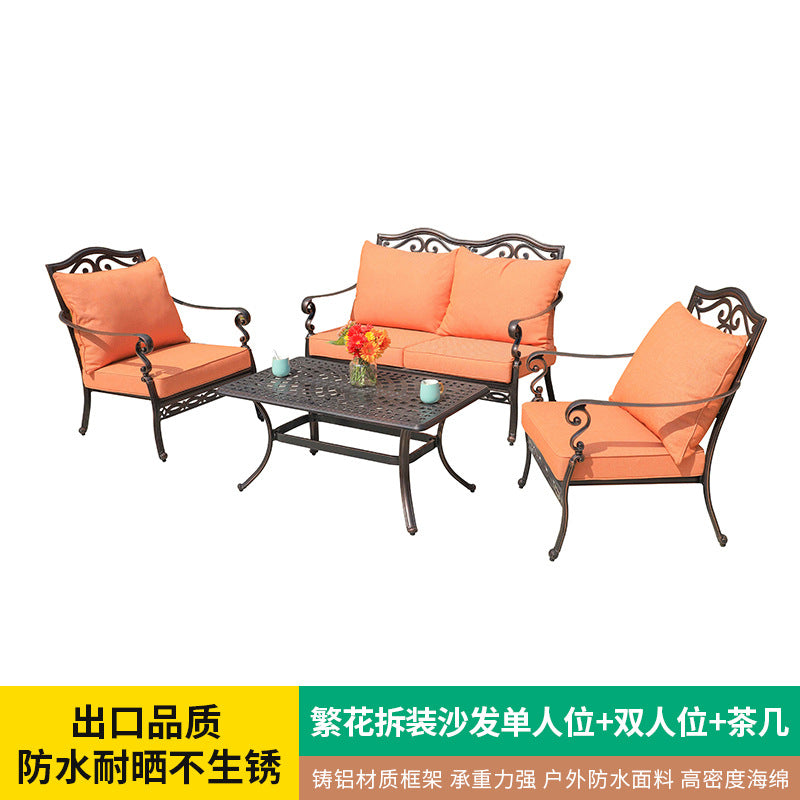 Outdoor sofa cast aluminum sofa garden swimming pool villa waterproof and anti-rust courtyard hotel leisure sofa tea set
