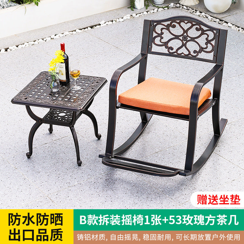 Outdoor rocking chair courtyard balcony garden outdoor outdoor leisure simple rocking chair milk tea shop restaurant seaside swimming pool