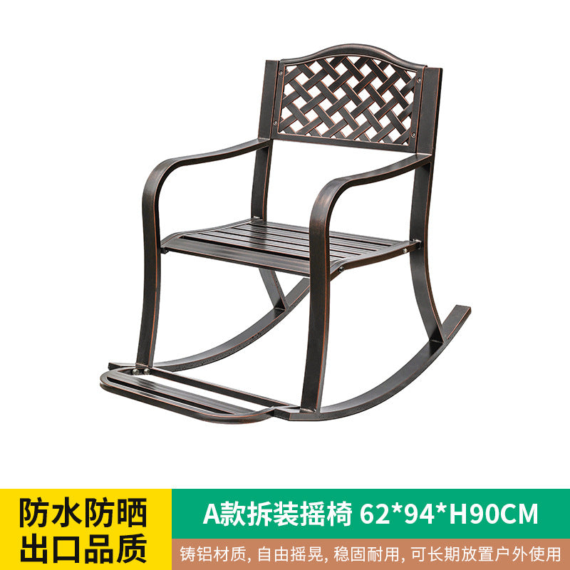 Outdoor rocking chair courtyard balcony garden outdoor outdoor leisure simple rocking chair milk tea shop restaurant seaside swimming pool