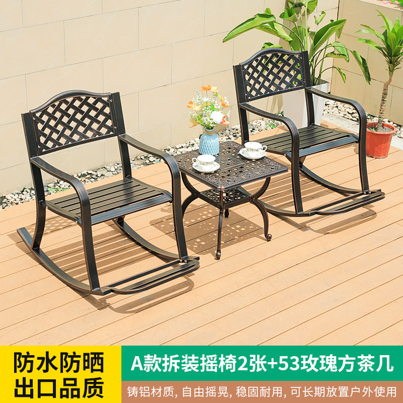 Outdoor rocking chair courtyard balcony garden outdoor outdoor leisure simple rocking chair milk tea shop restaurant seaside swimming pool