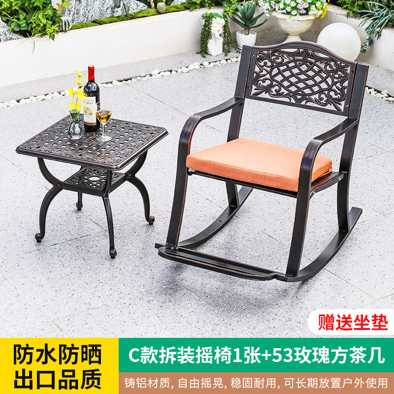 Outdoor rocking chair courtyard balcony garden outdoor outdoor leisure simple rocking chair milk tea shop restaurant seaside swimming pool