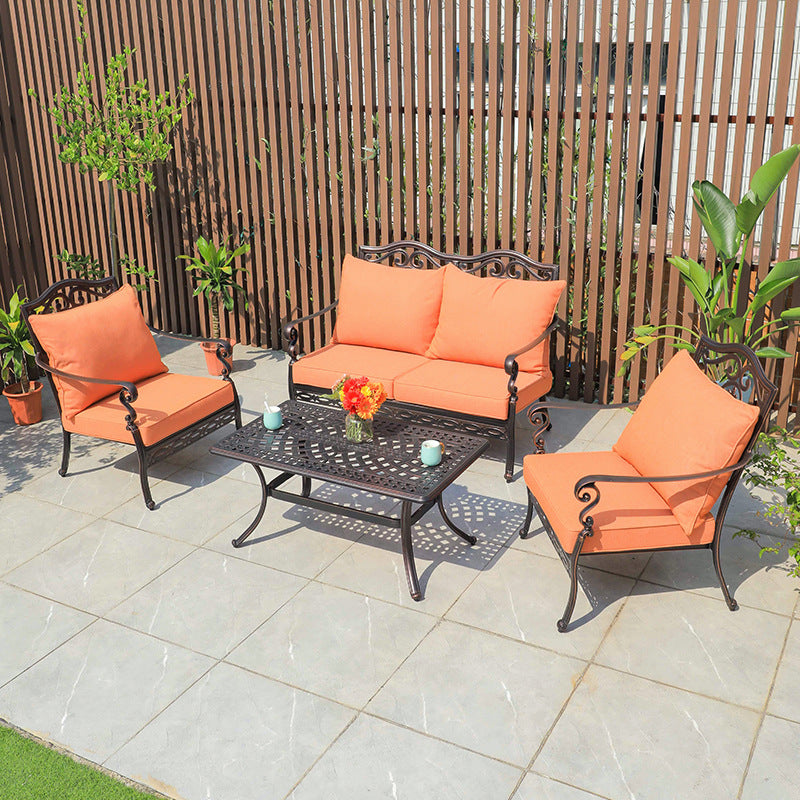 Outdoor sofa cast aluminum sofa garden swimming pool villa waterproof and anti-rust courtyard hotel leisure sofa tea set