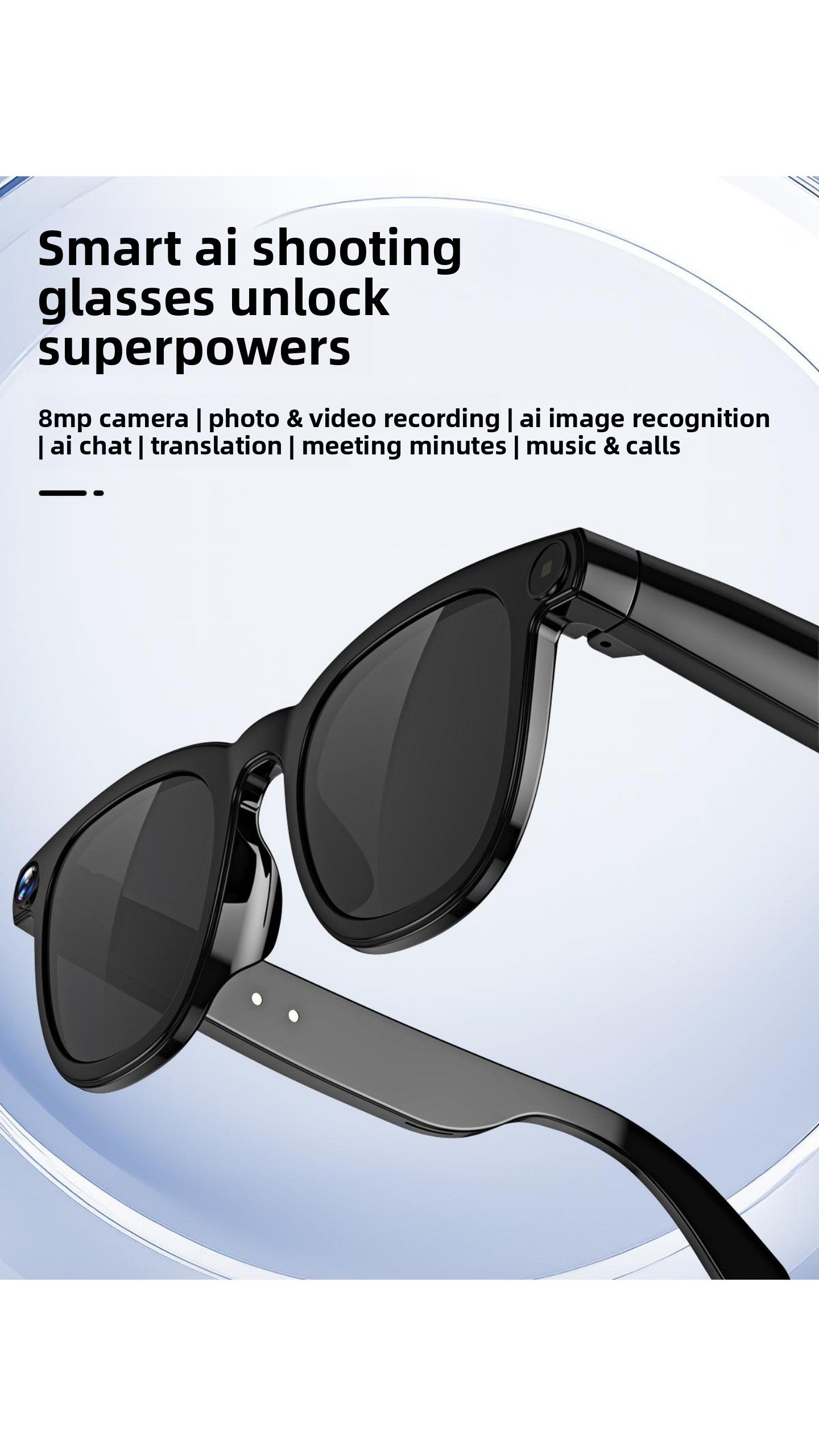Intelligent voice assistant sunglasses men's and women's polarized light UV protection sunglasses can be worn with degrees