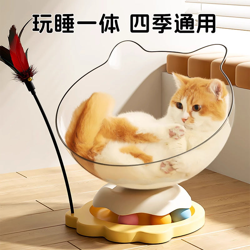 Cat turntable ball cat toy self-pleasure teasing cat stick feather space capsule cat litter consumes physical energy kitten supplies