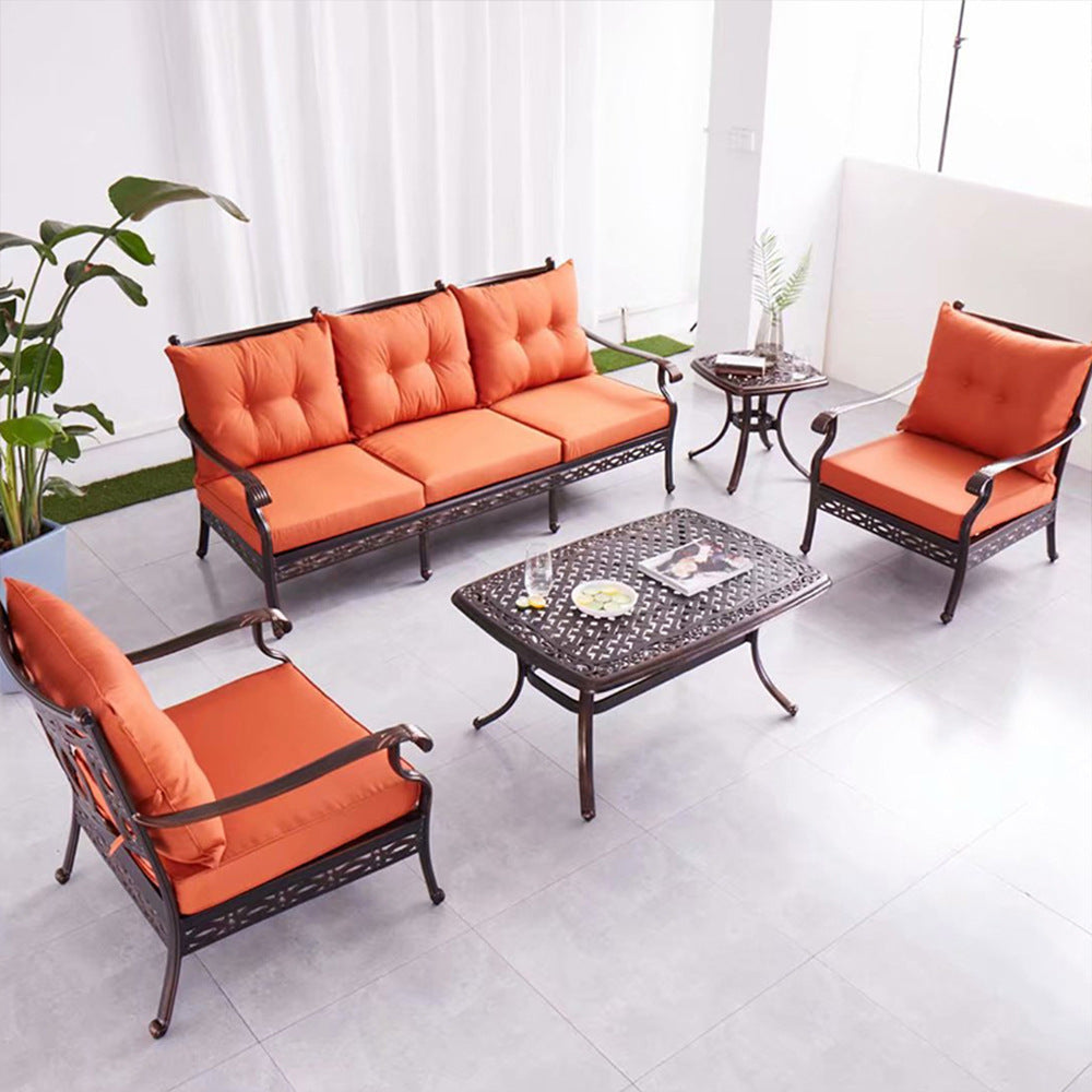 Outdoor cast aluminum sofa chair villa courtyard garden terrace sunroom hotel furniture living room leisure sofa combination