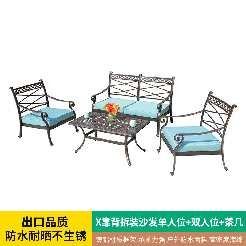 Outdoor sofa cast aluminum sofa garden swimming pool villa waterproof and anti-rust courtyard hotel leisure sofa tea set