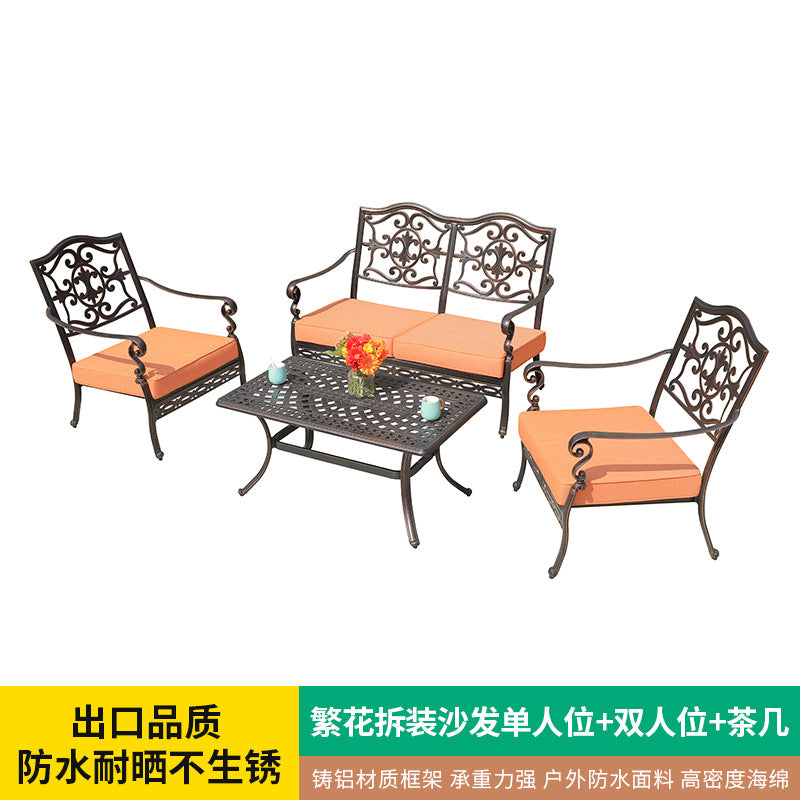 Outdoor sofa cast aluminum sofa garden swimming pool villa waterproof and anti-rust courtyard hotel leisure sofa tea set
