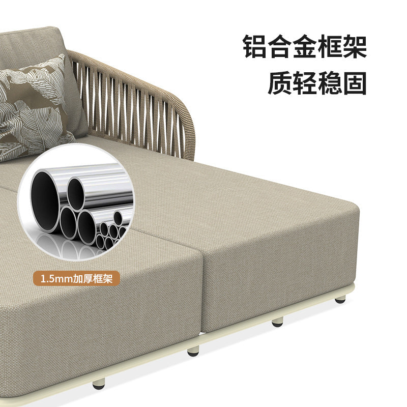 Outdoor sofa bed Aluminum alloy pull rope garden swimming pool villa Waterproof anti-rust courtyard hotel B & B sofa bed