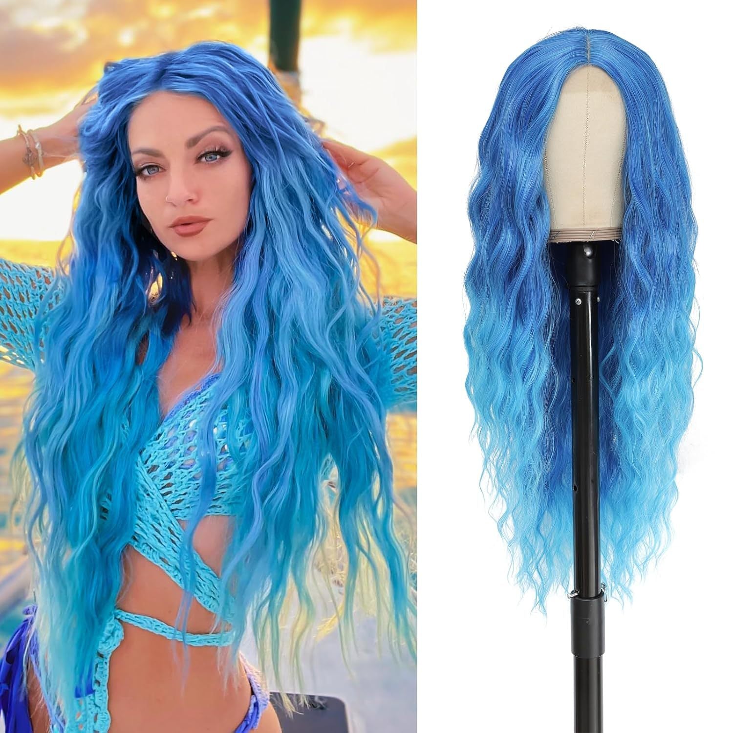 European and American wigs, women's front lace wigs, medium points, small lace highlights, long curly hair, chemical fiber headgear.
