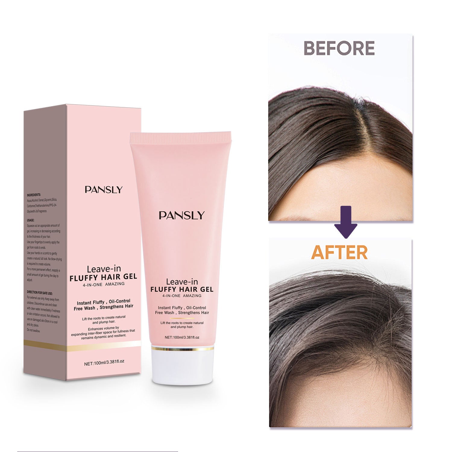 Cross-border PANSLY Dry Hair Leave-in Fluffy Gel (Pink Gold) 100ml HAIR GEL