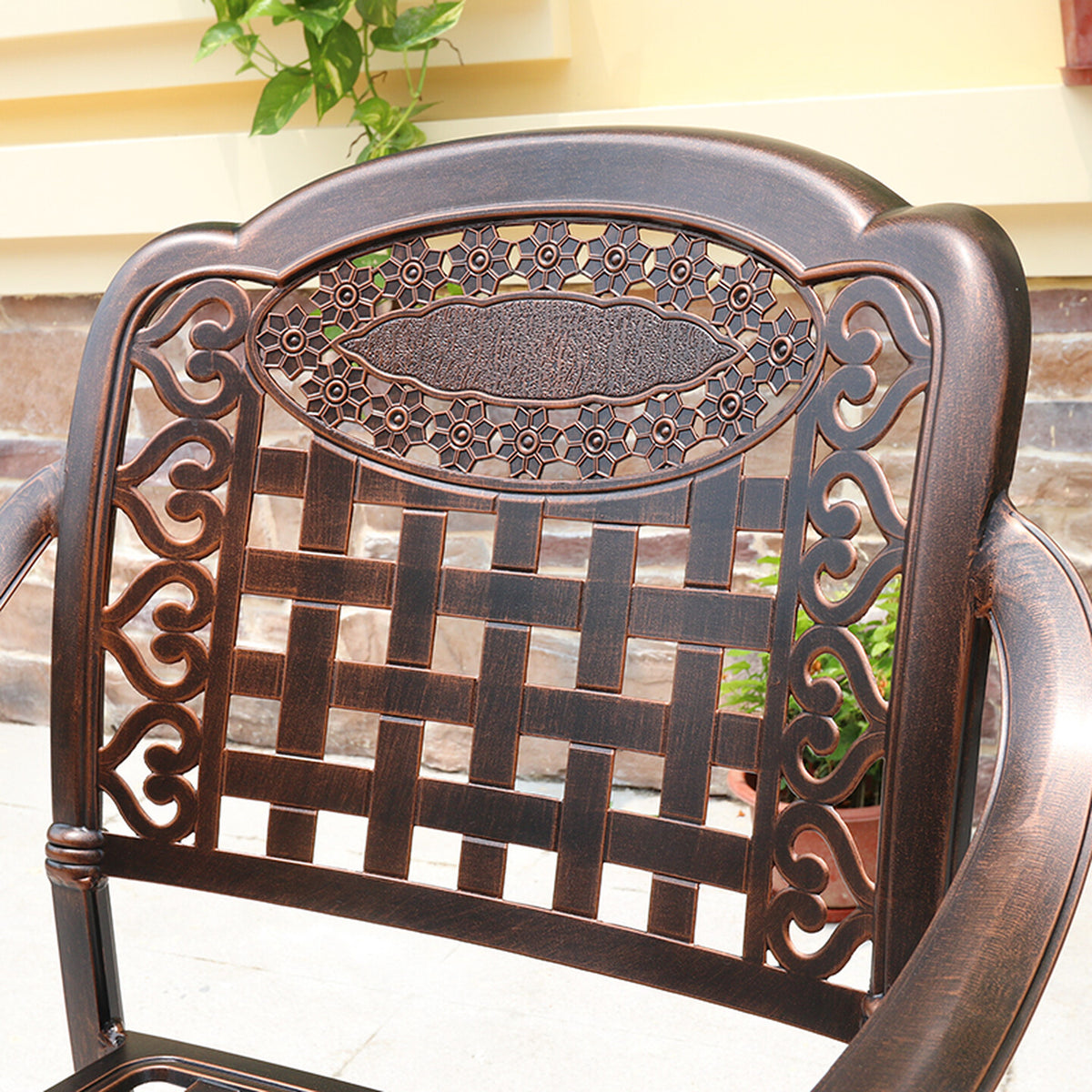 Youle field, outdoor cast aluminum tables and chairs, outdoor courtyard garden wrought iron balcony dining table, backrest rotating chair